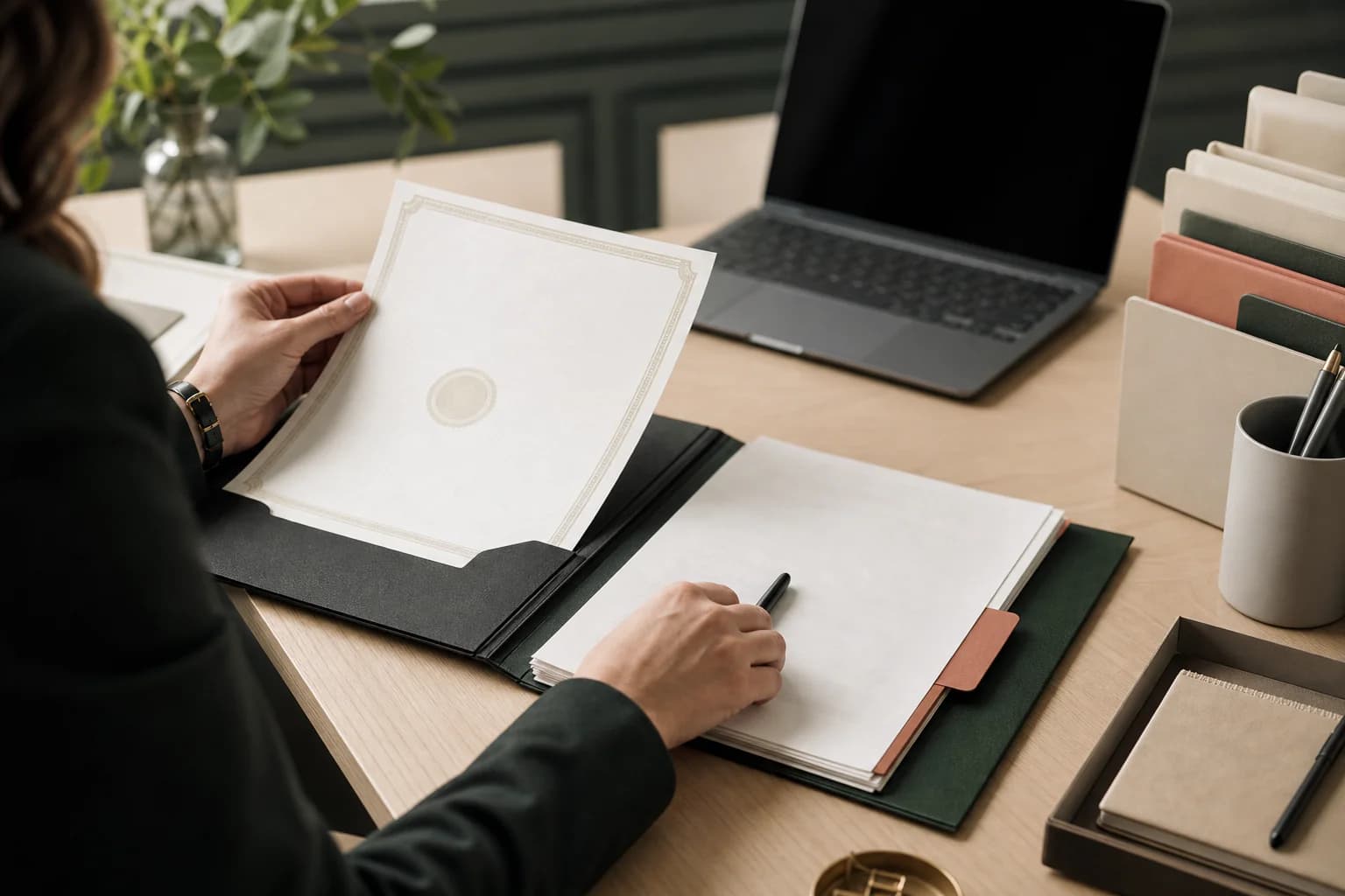 A compliance officer checking a DBS certificate against a personnel file