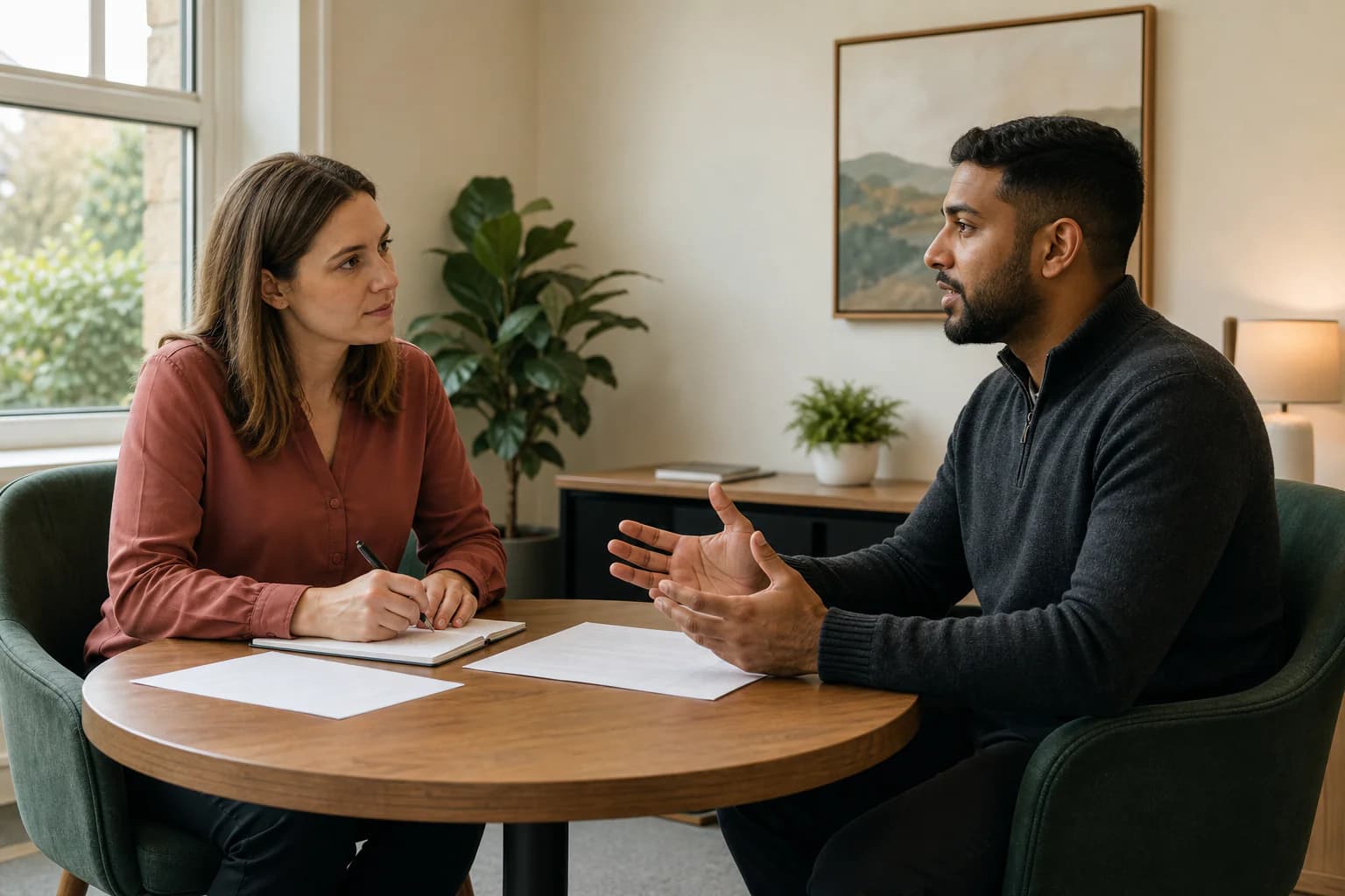 A candidate in a values-based interview with a CareCore recruiter